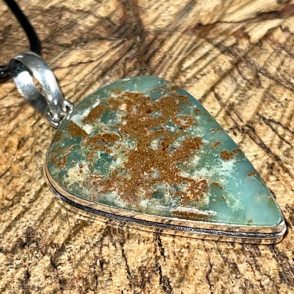 Yellow Green Chrysoprase Pendant 2 1/4” - Picture 10 of 12